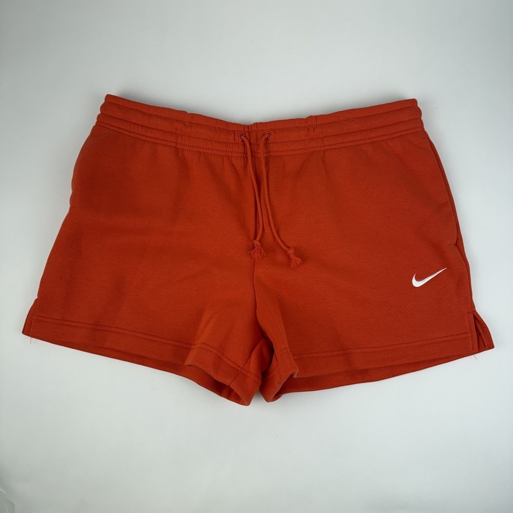 New Womens Nike Sportswear Phoenix Fleece Mid-Rise 4" Orange Shorts Size XLarge
